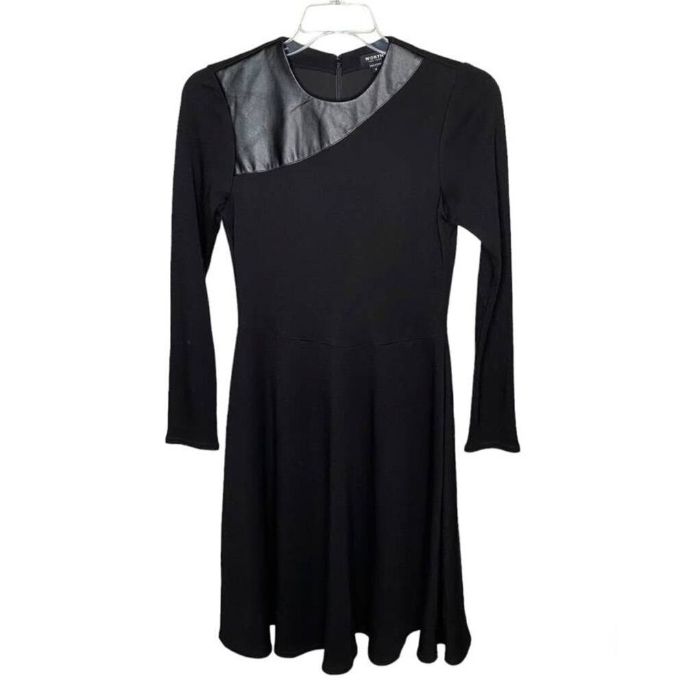 Women's Worth New York Long Sleeve Wool Dress Career Office Dress Black Size 2